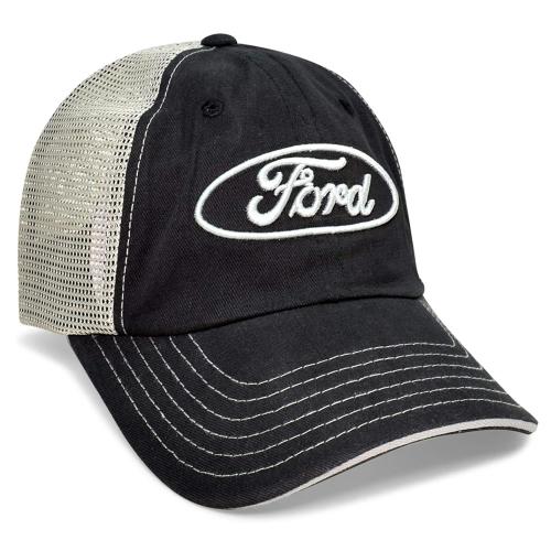 Ford Mesh Trucker Hat Black Blue Oval Trucks